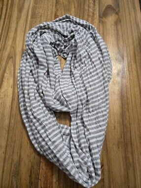 Y2K Calvin Klein Infinity Scarf Gray White Striped